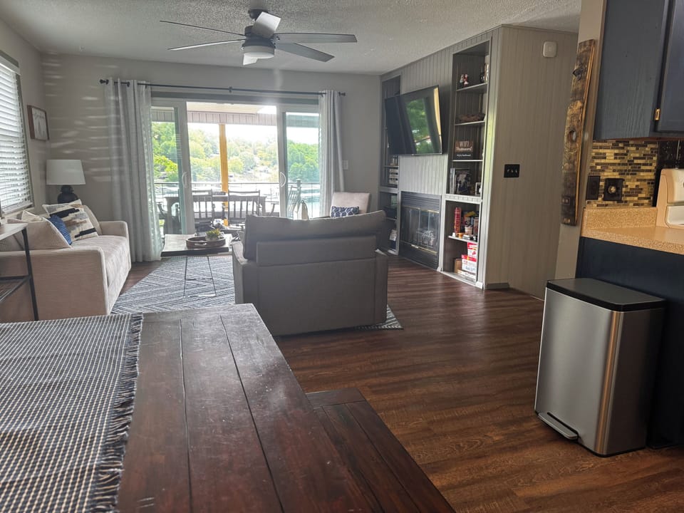 Dining table and living room