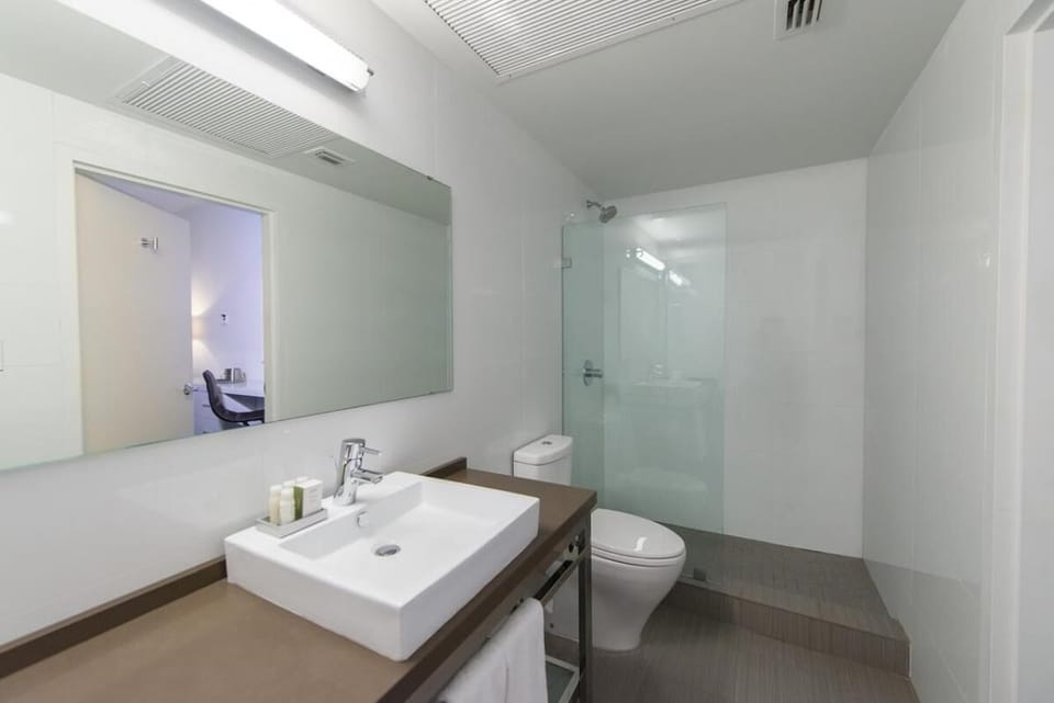 Enjoy extra counter space for getting ready with ease.