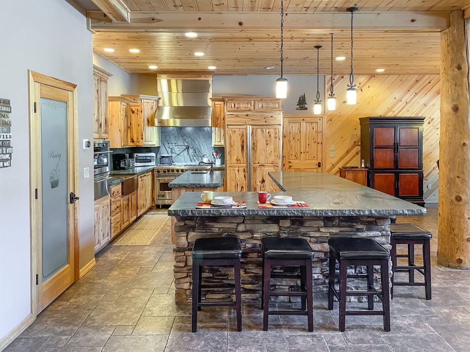 Fully stocked and open kitchen