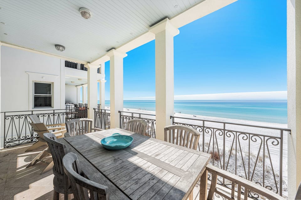 2nd Floor Teak Outdoor Dining Table with Amazing Views