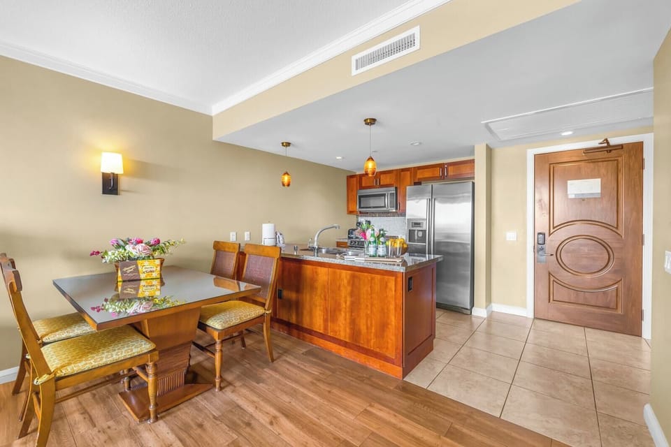 Share meals together in a warm inviting dining space
