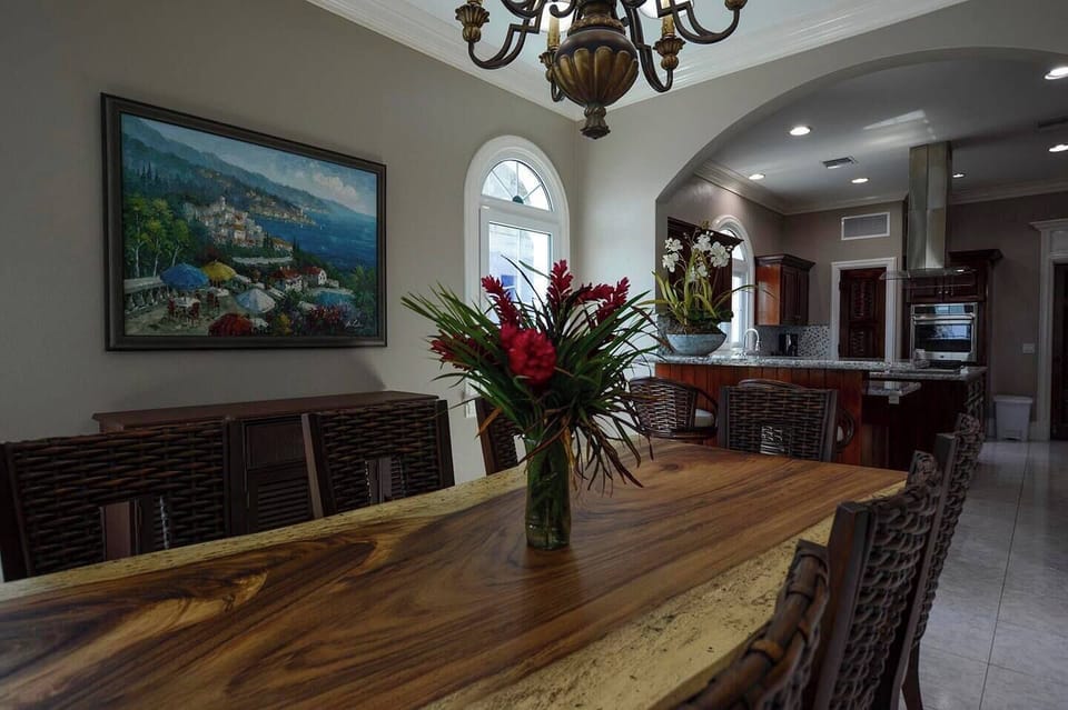 Dining table accommodates 8-10