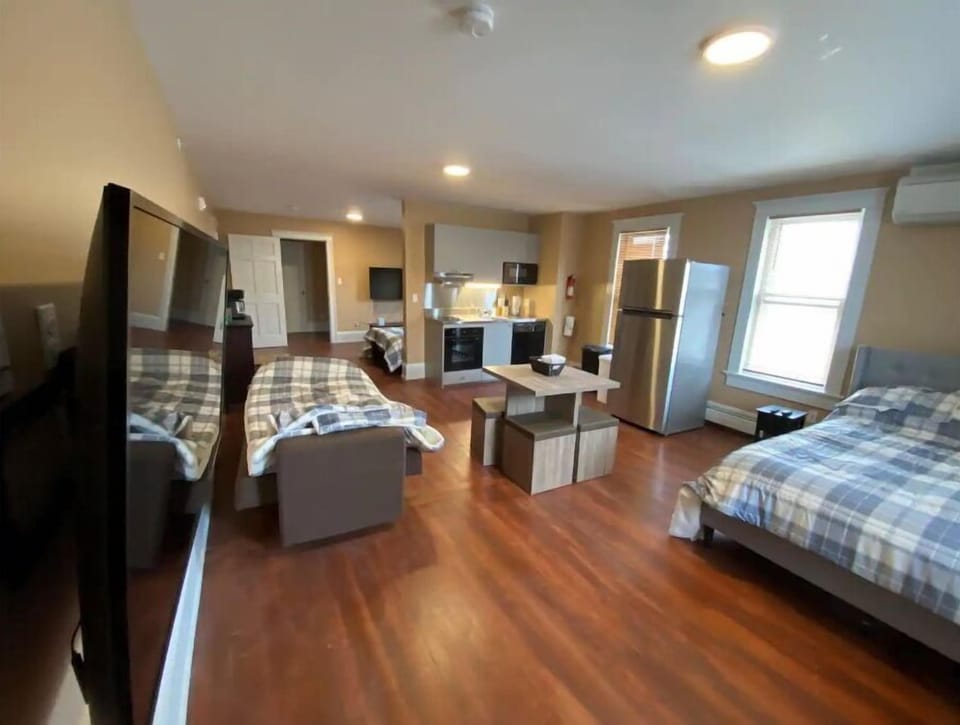 Apt 3B studio bedroom with full size bed and fold down couch