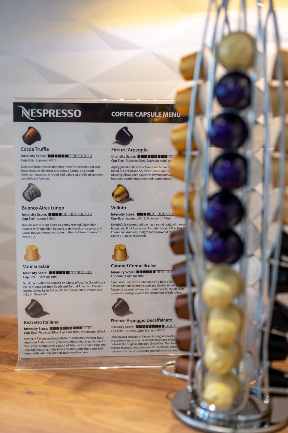 We offer a selection of 8 Nespresso coffee capsules to try