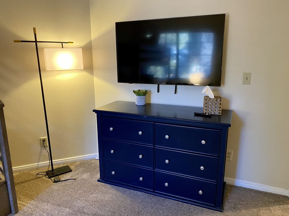 Upper level bunk bed room Storage for your clothes. 