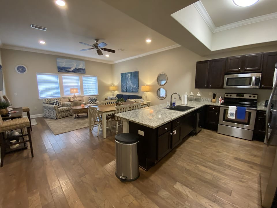 Kitchen open to living room