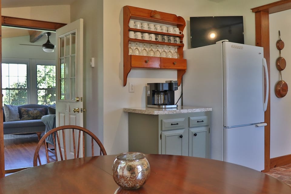 Coffee corner, view into sunroom from kitchen