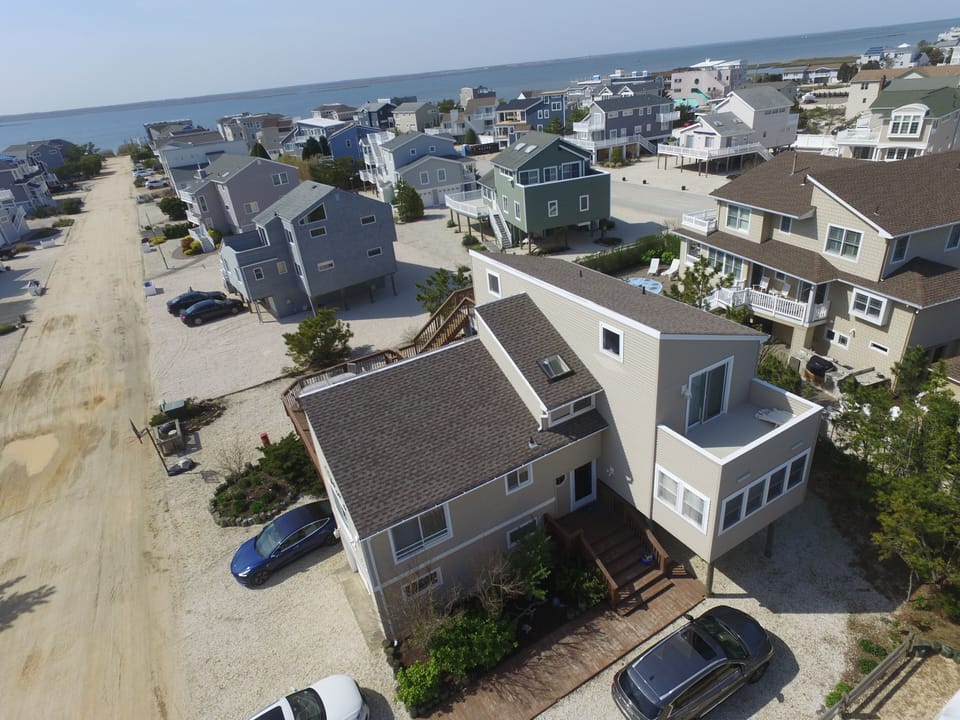 View of the side of the house facing the bay.