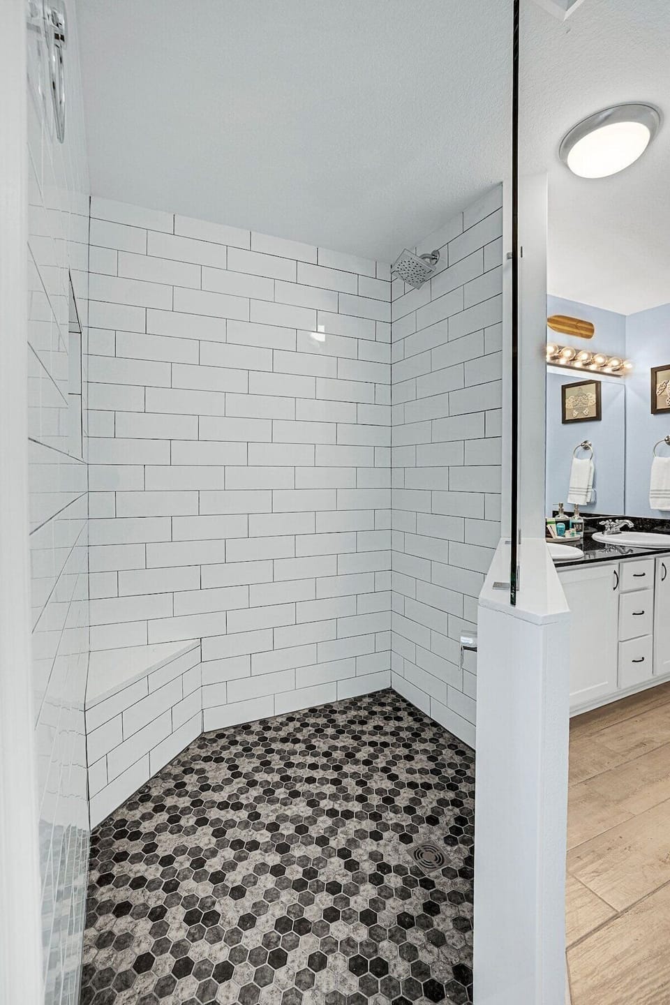 large walk-in shower in master bath
