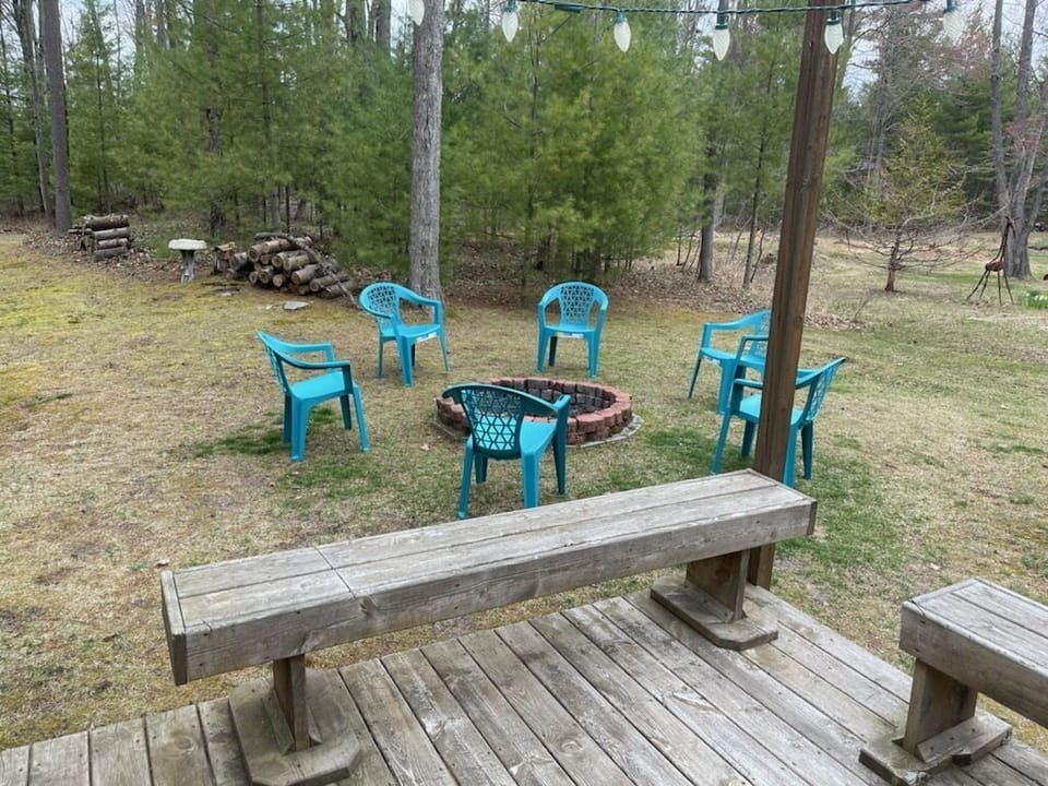 Private yard with fire pit