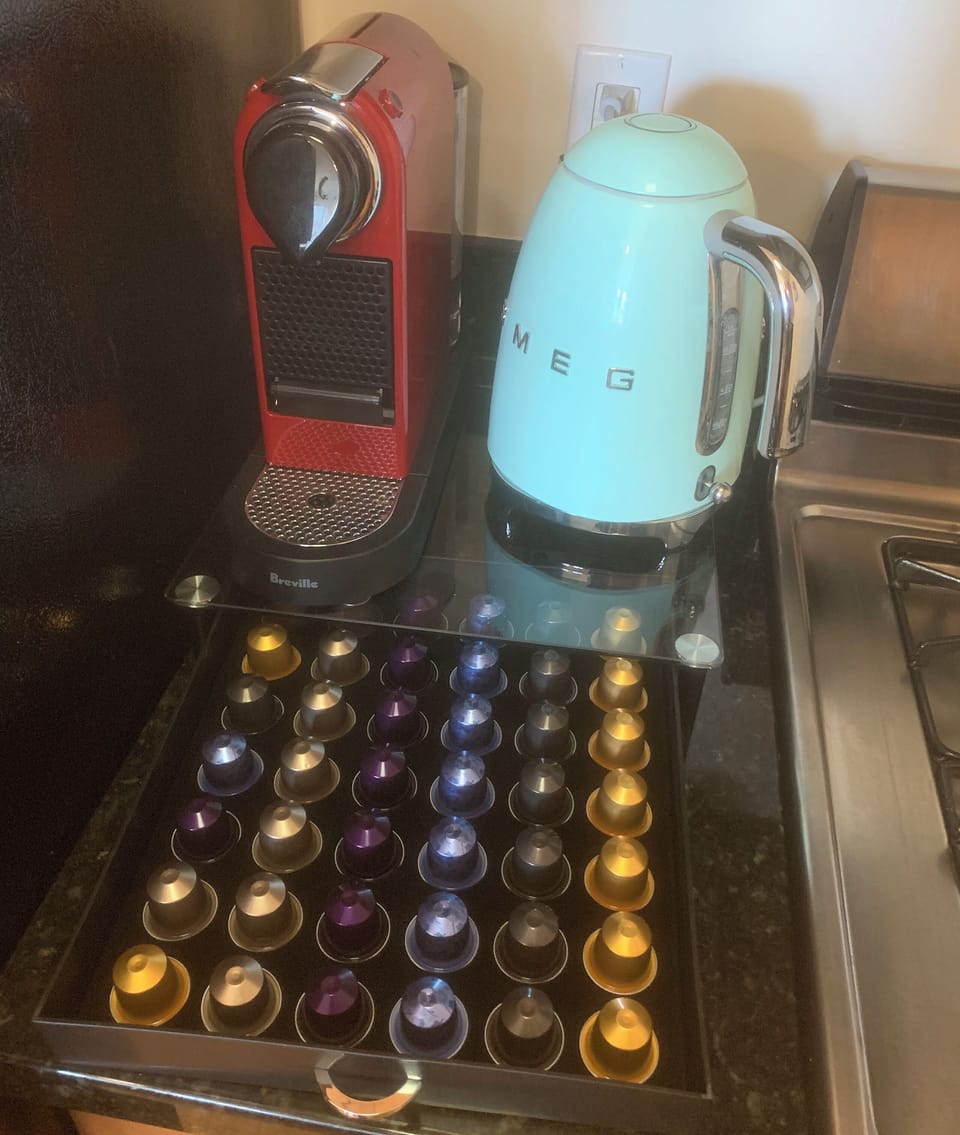 Nespresso Maker with full set of pods & SMEG boiling pot.