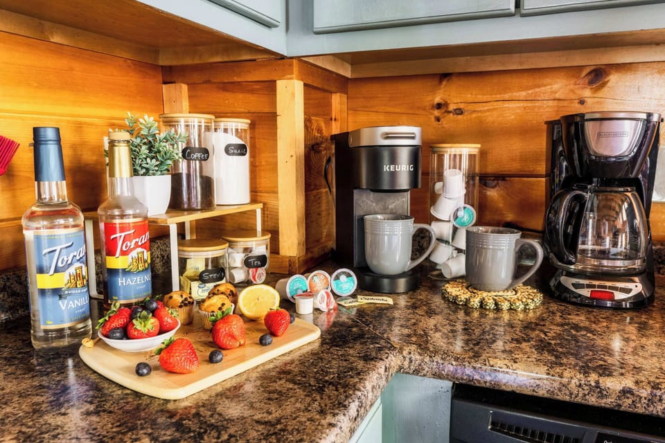 Fully stocked kitchen including Keurig and Regular coffee maker