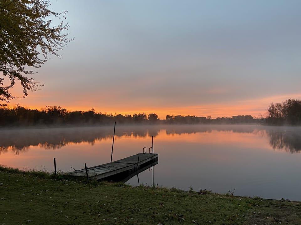 Beautiful sunrises over the lake