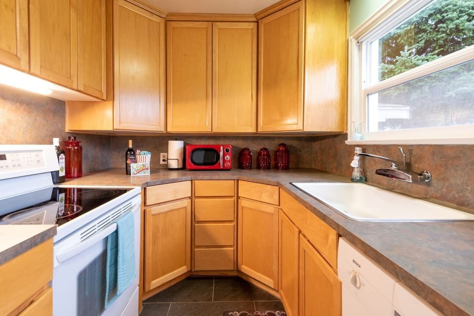 Cook up some of your favorite recipes in the well-equipped kitchen.