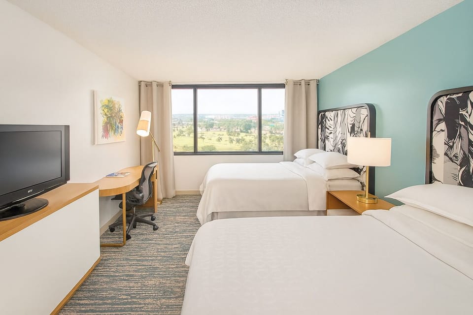 Recharge after adventures in a spacious room for two.