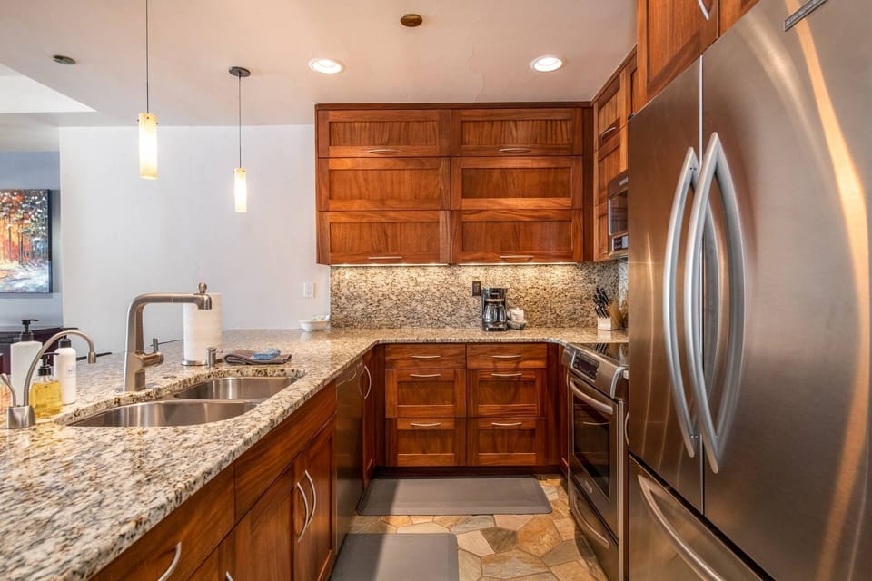 Updated kitchen with great counter space to prep your meals for your visit