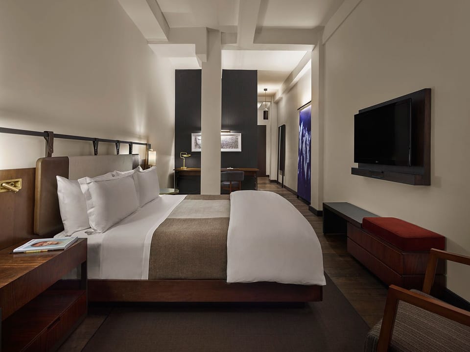 Stretch out in a spacious room with entertainment at hand.
