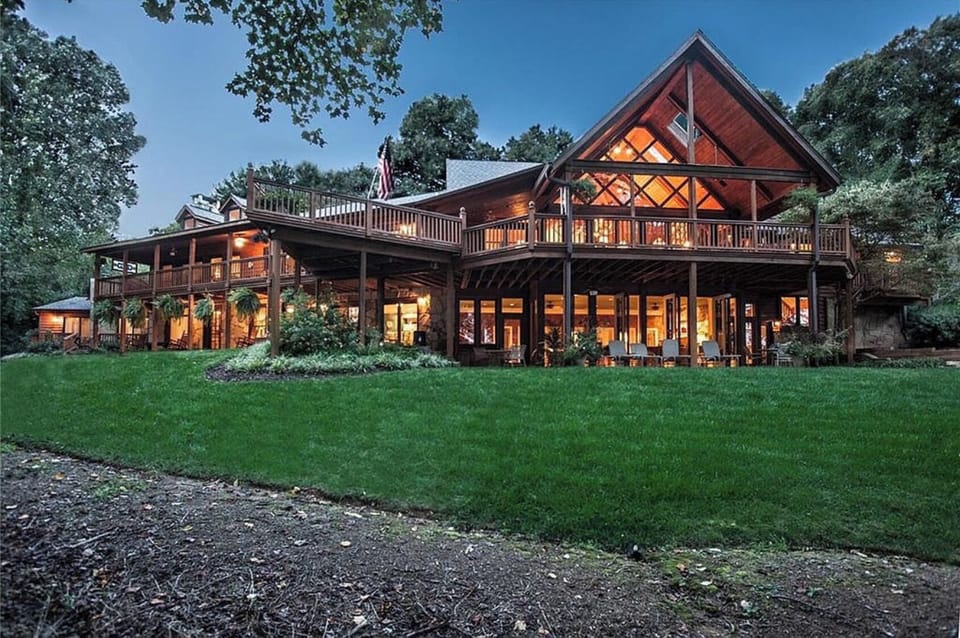 Evening view of house from lake side