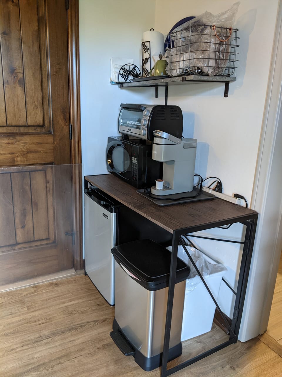 Equipped with microwave, mini fridge, toaster oven and coffee maker