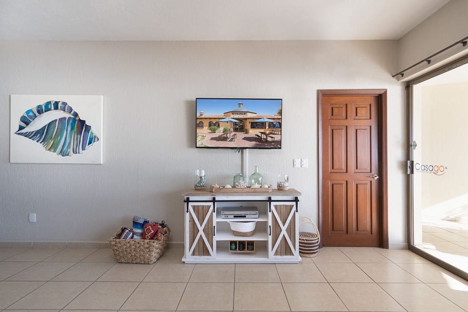 The TV in the living room.