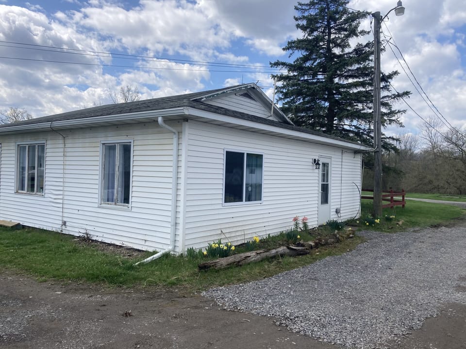 The Cottage in spring. Front entry. 