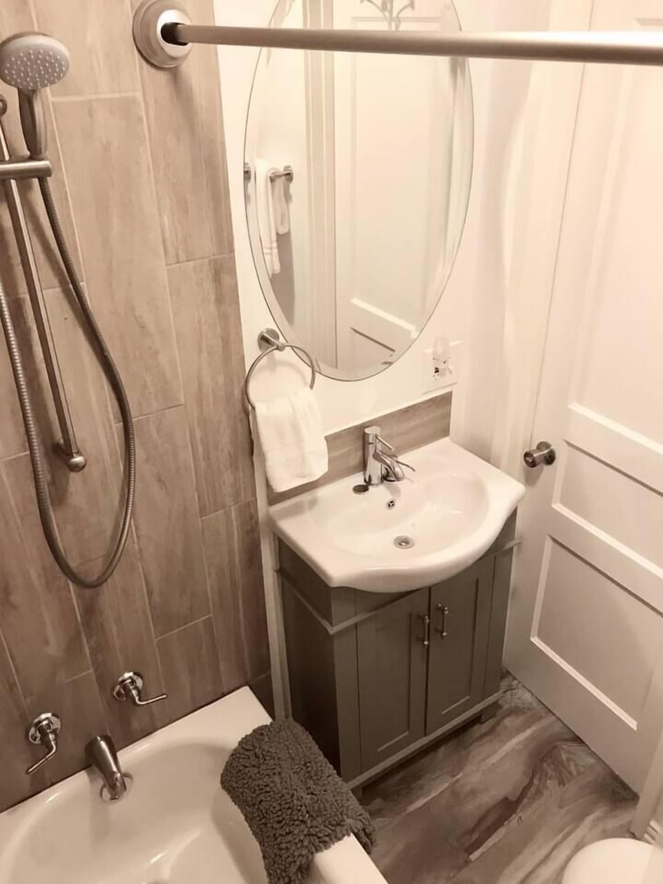 Bathroom has a shower tub and comes with complimentary soap, shampoo and conditioner. Extra towels and a blow dryer are available for your use. 