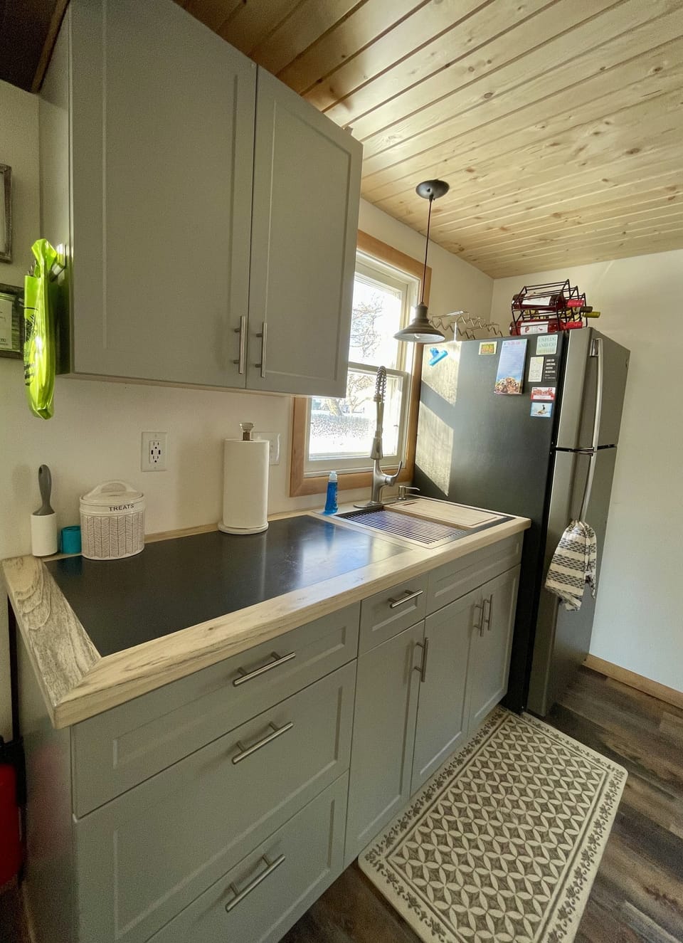 Custom countertops made with local cottonwood & steel by a local artist.  