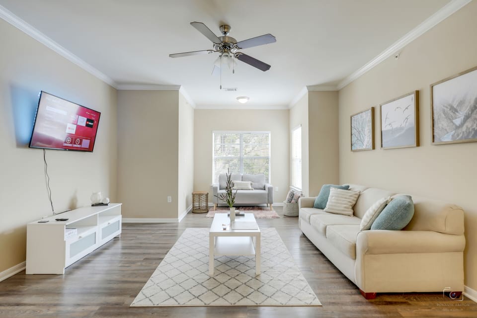 Living room with Queen sleeper sofa and YouTube TV