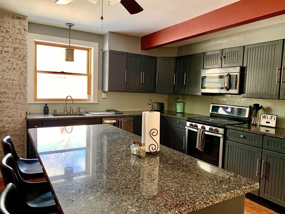 Flip, whisk, saute any time of day in the extra large, fully-equipped kitchen