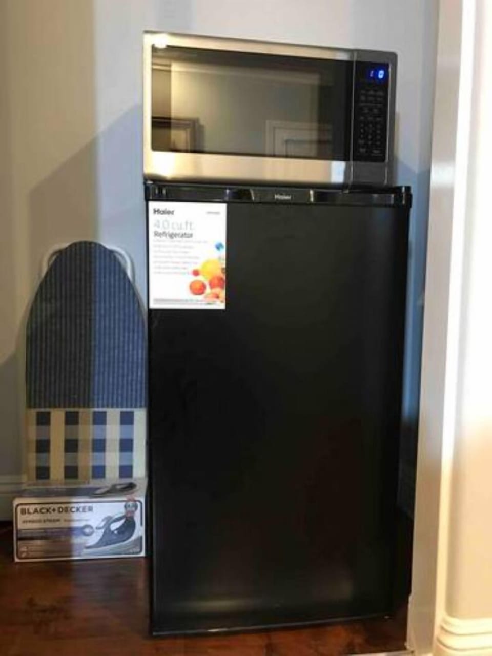 Iron, Microwave and small Fridge 