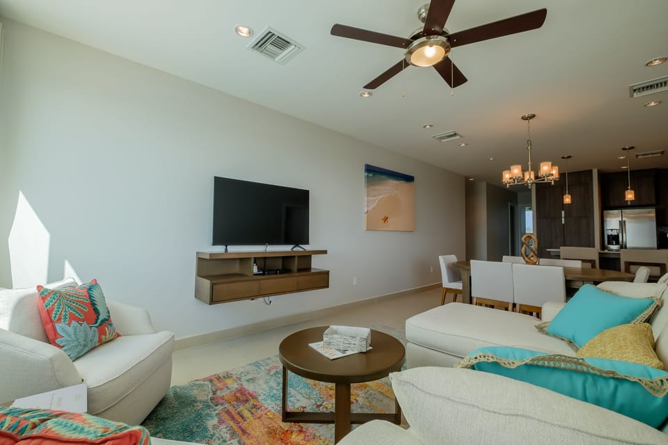 Living room with 52” smart TV