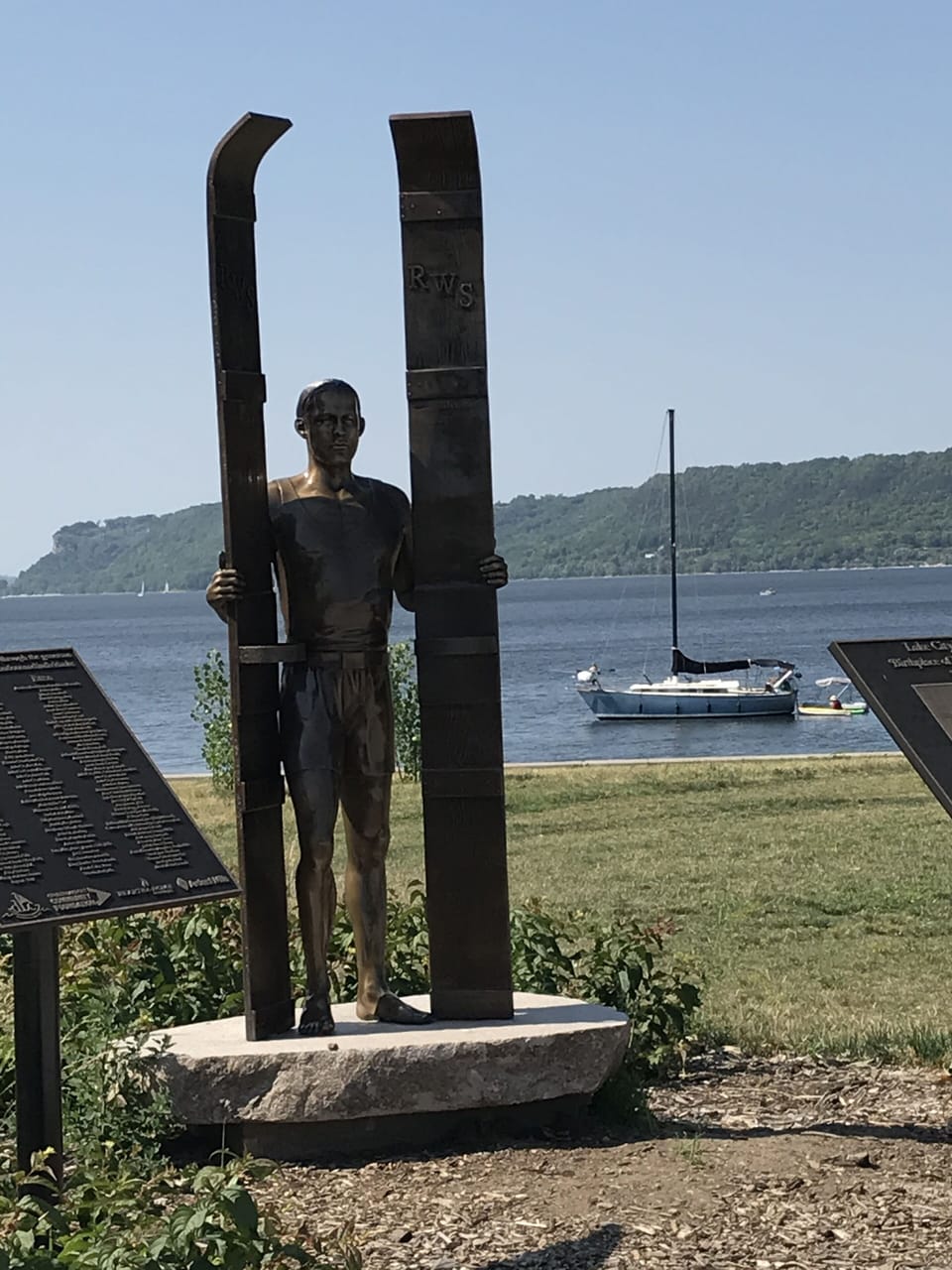 Statue of the famous Ralph Samuelson. Creator of water skiing. Walking distance.