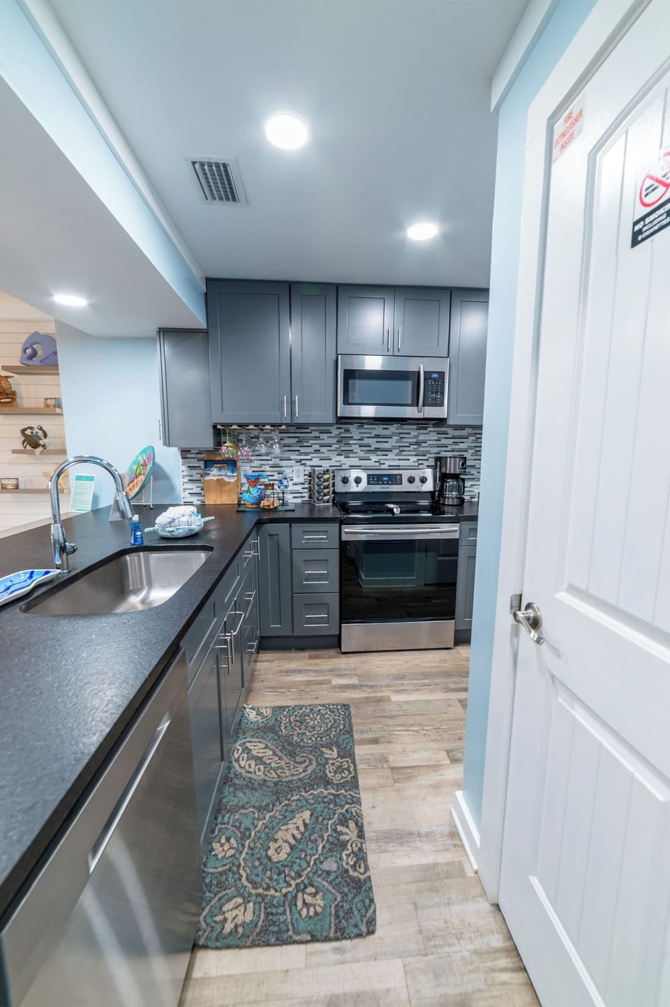 Elegant high end stainless appliances make food prep and cooking a breeze