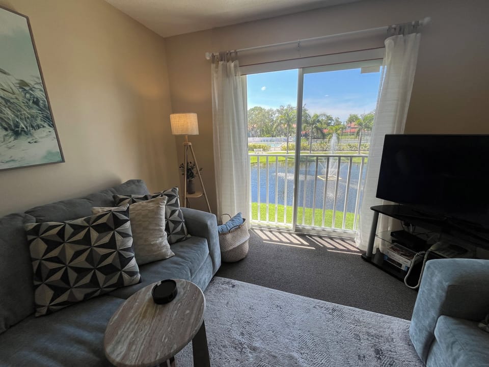 Living room looking at the lake