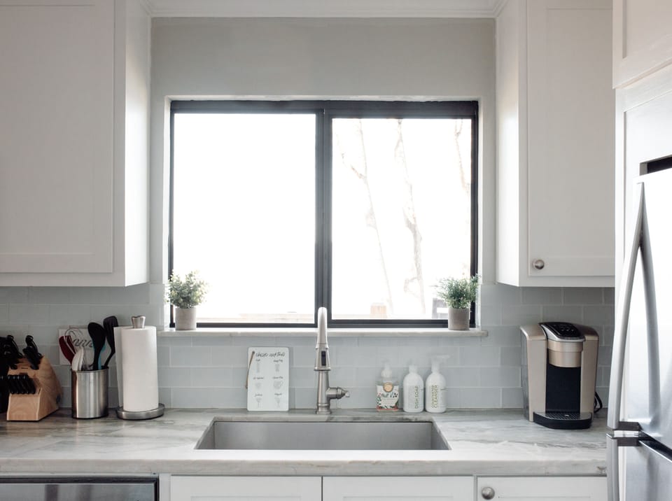 Kitchen window with lake view