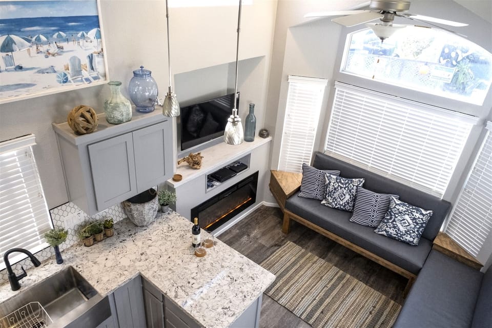 The living room from the loft