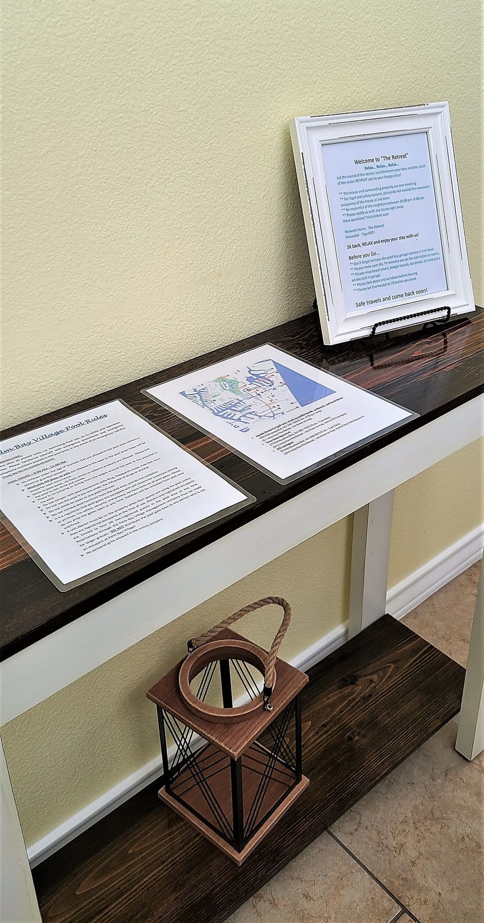 Information table in dining area