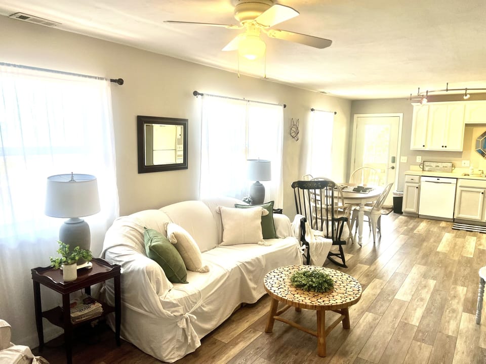 Downstairs - Cozy TV & game room, kitchen, balcony, 2 bedrooms, 2 bath & entry.