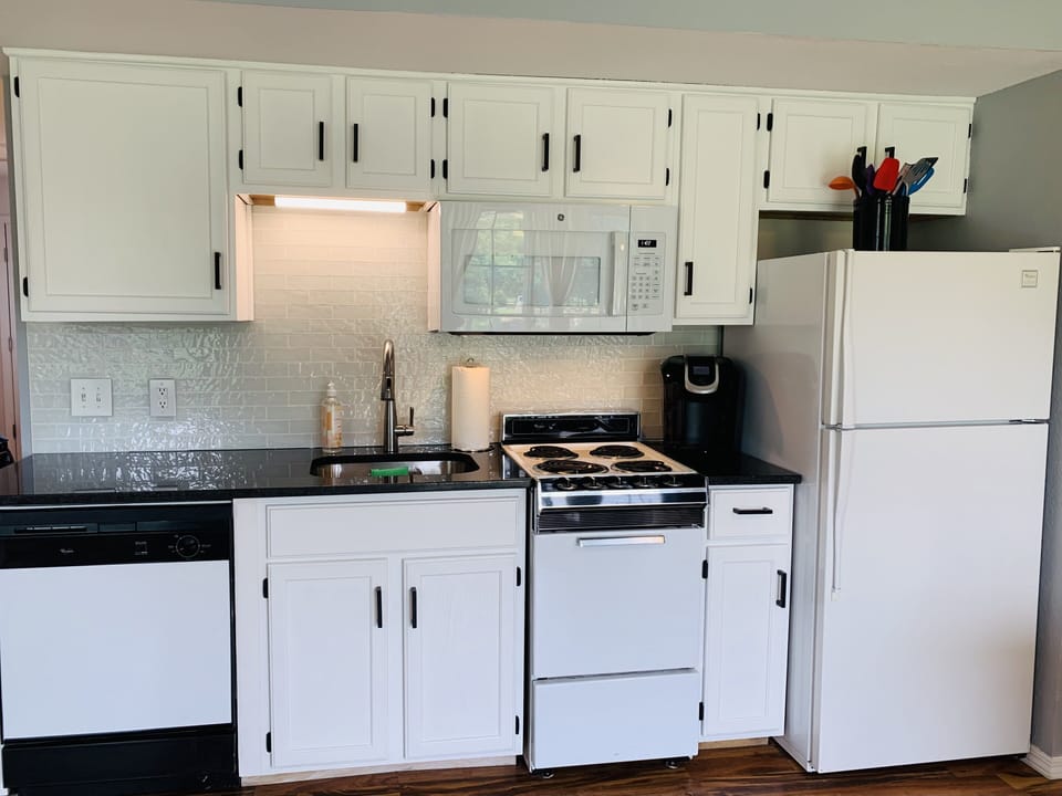 Everything you need for your stay in our compact kitchen.