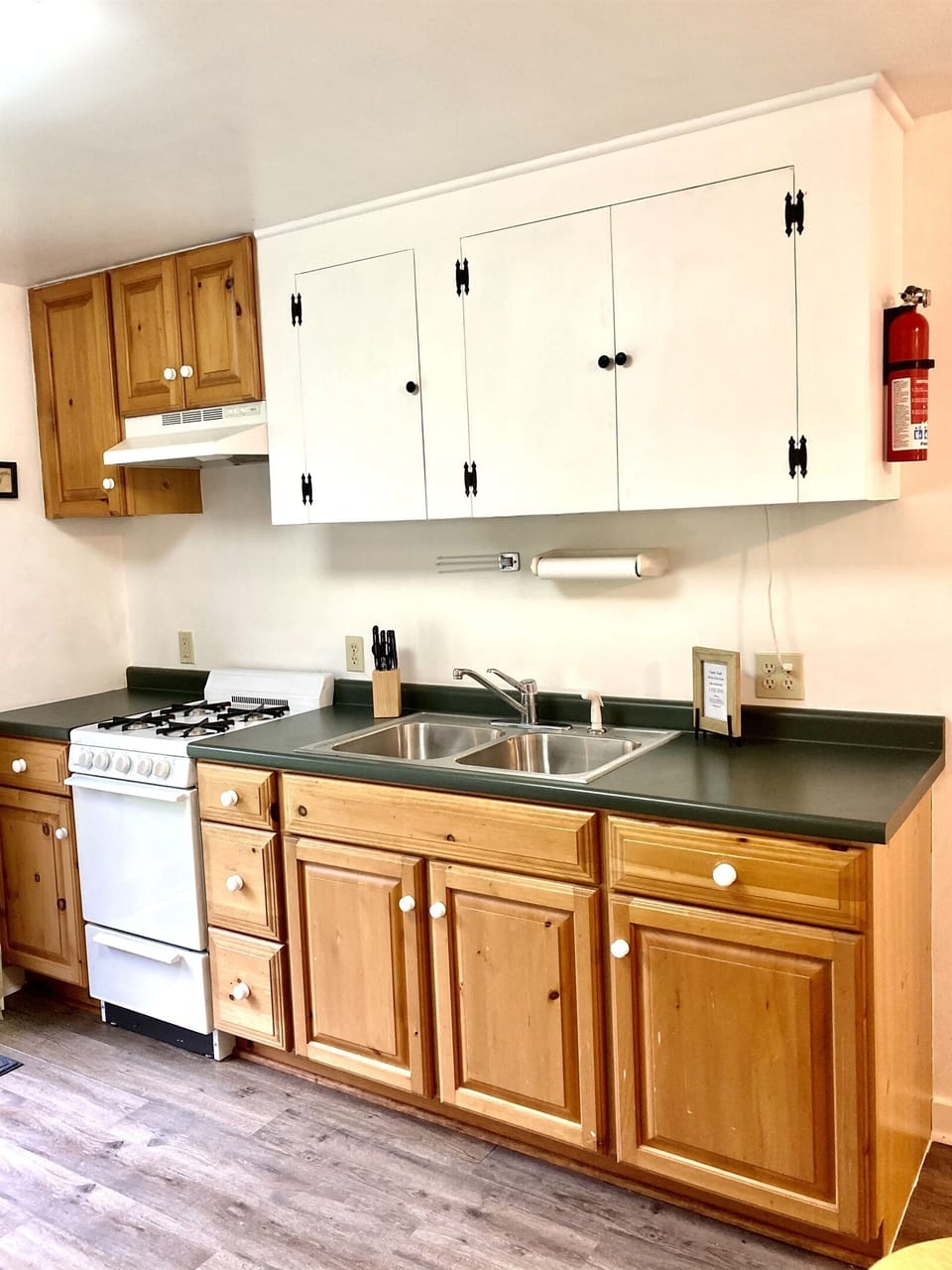 The Hemlock Haus Cook Forest Cabins,  the Mountain Mama has a full kitchen including gas stove.