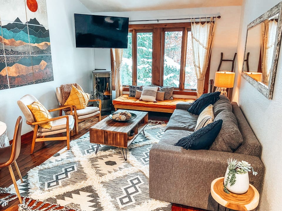 The "great room" is on the top floor and offers lots of natural light.