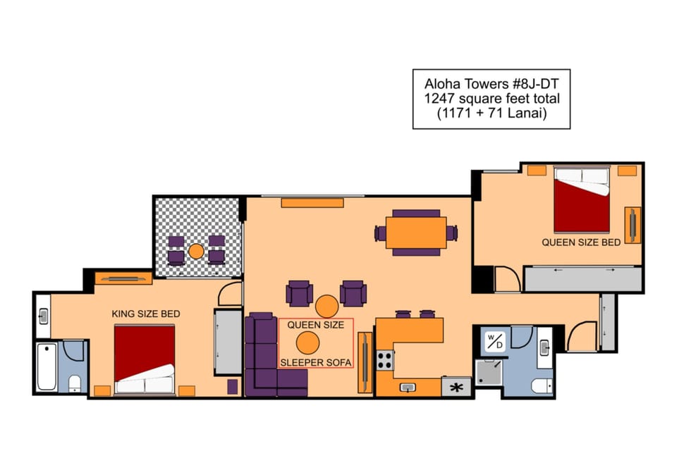 Aloha Towers #8J-DT Floor Plan