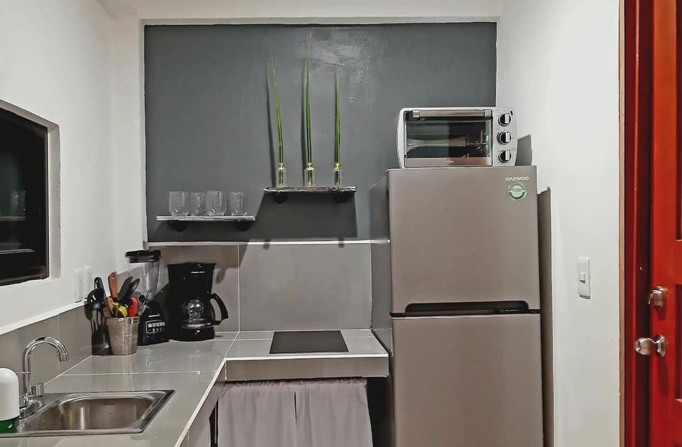 Casita 1  - small kitchen, stovetop, refrigerator, coffee machine, small oven