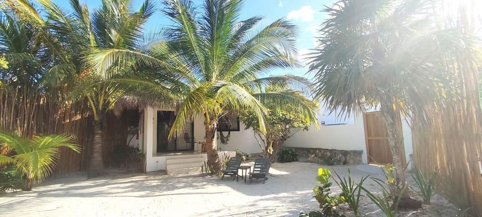 Front door to Valentina Holbox, just one short block to the blue-green water and beach