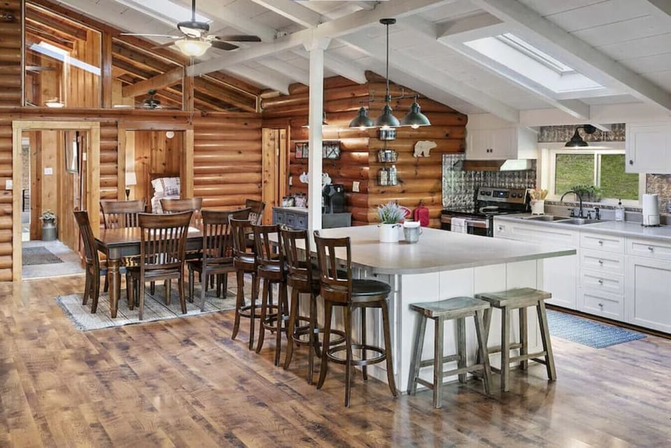 Skylights invite the natural light to add to the open charm and warmth