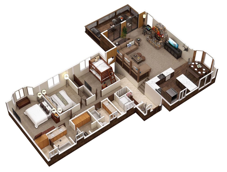 3D Floor plan for our main floor layout of our home.