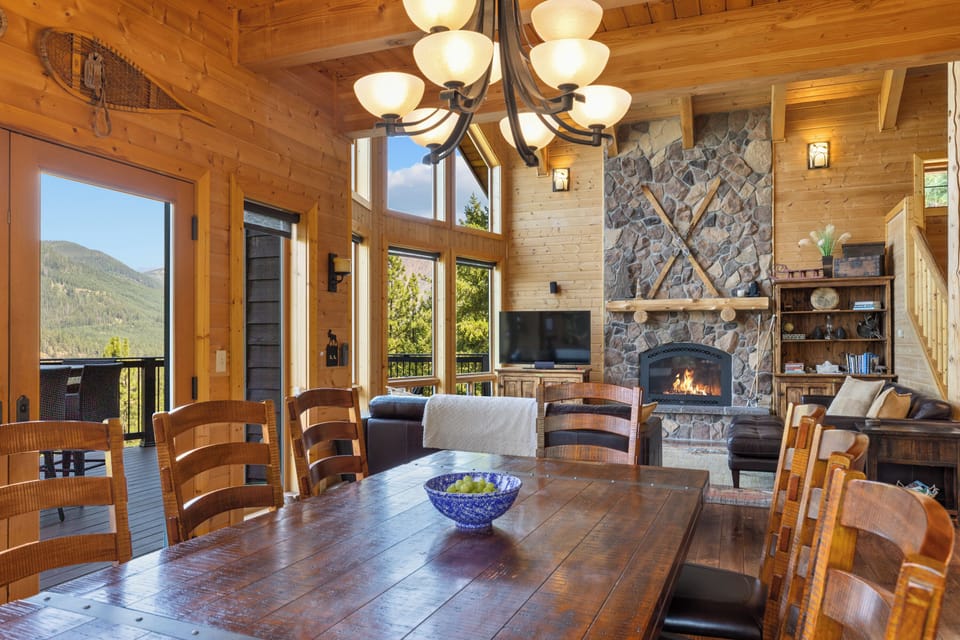 Expandable dining table easily fits 8 guests.