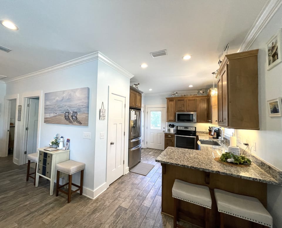 view into kitchen