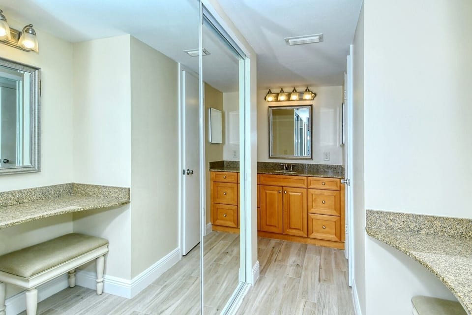 Large mirrors in master bathroom