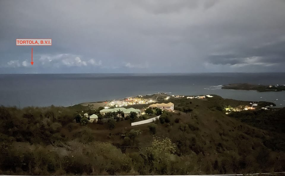 The BVI in the distance at dusk